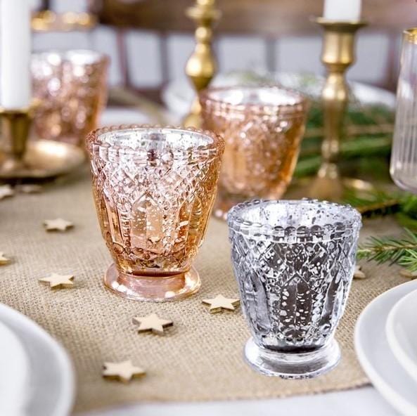 Tischdeko Hochzeit I Kerzenständer Set silber I Ja-Hochzeitsshop