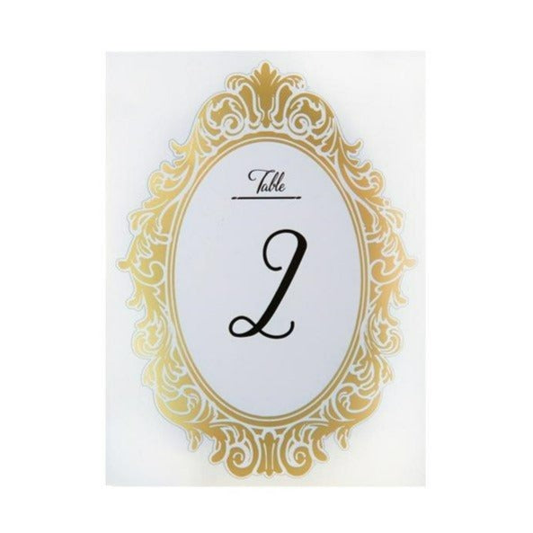 Tischnummern Hochzeitsgäste weiß und gold