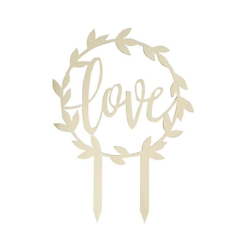 Acryl Tortenstecker Love gold Ja-Hochzeitsshop
