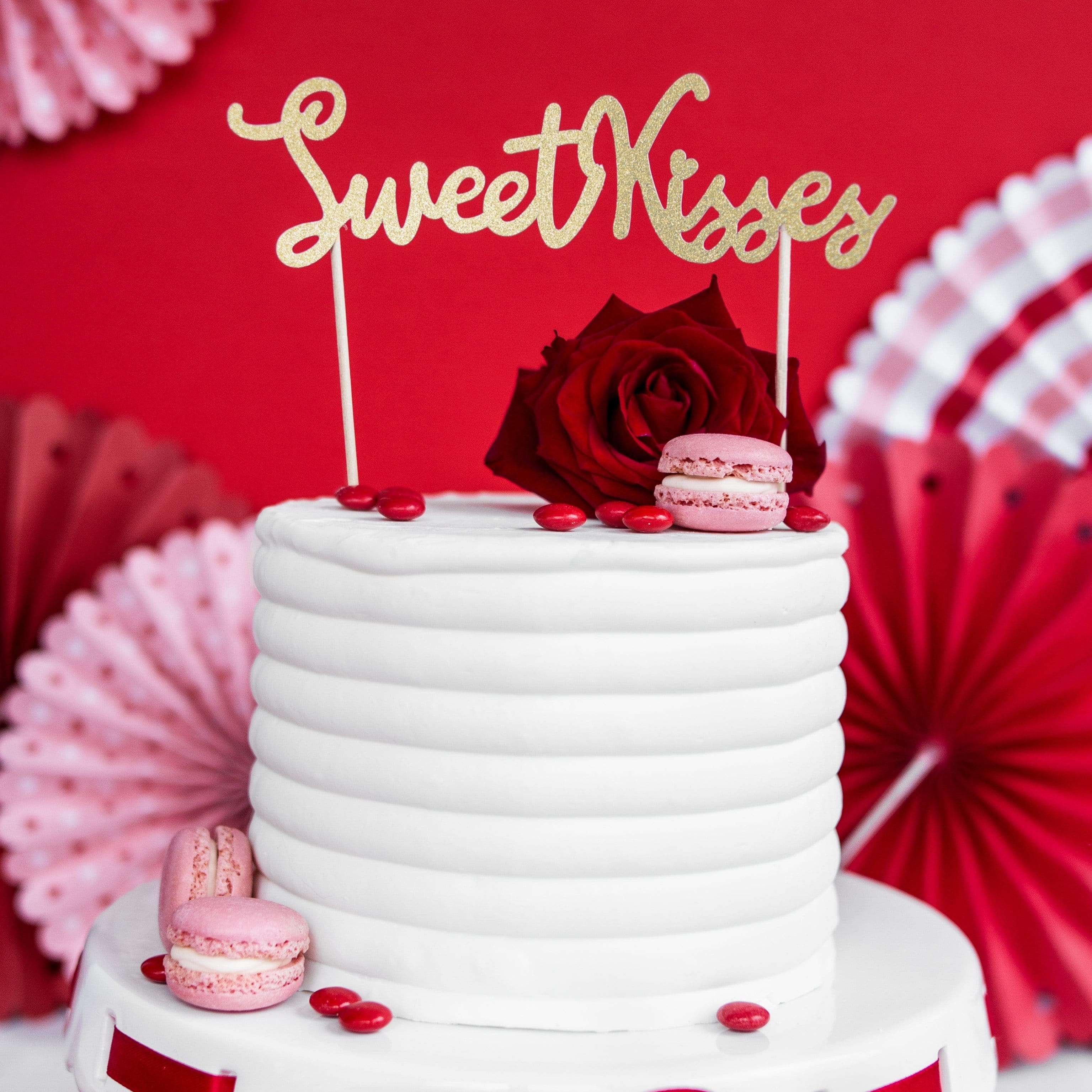 Tortenstecker Sweet Kisses gold glitter
