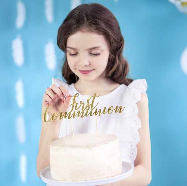 Tortenstecker First Communion gold