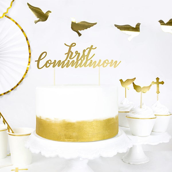 Tortenstecker First Communion gold