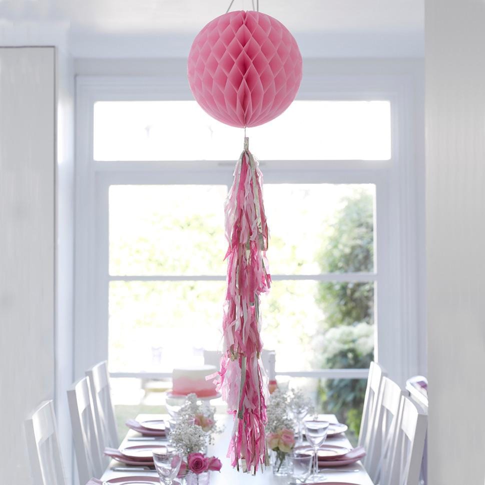 Wabenball mit Tassel rosa gold