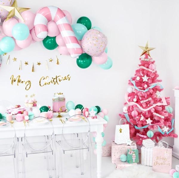 Servietten rosa mit Luftschlangen gold