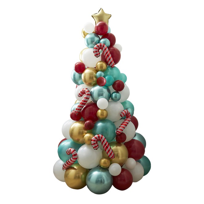 Weihnachtsbaum Ballon Set rot, gruen, gold und weiss