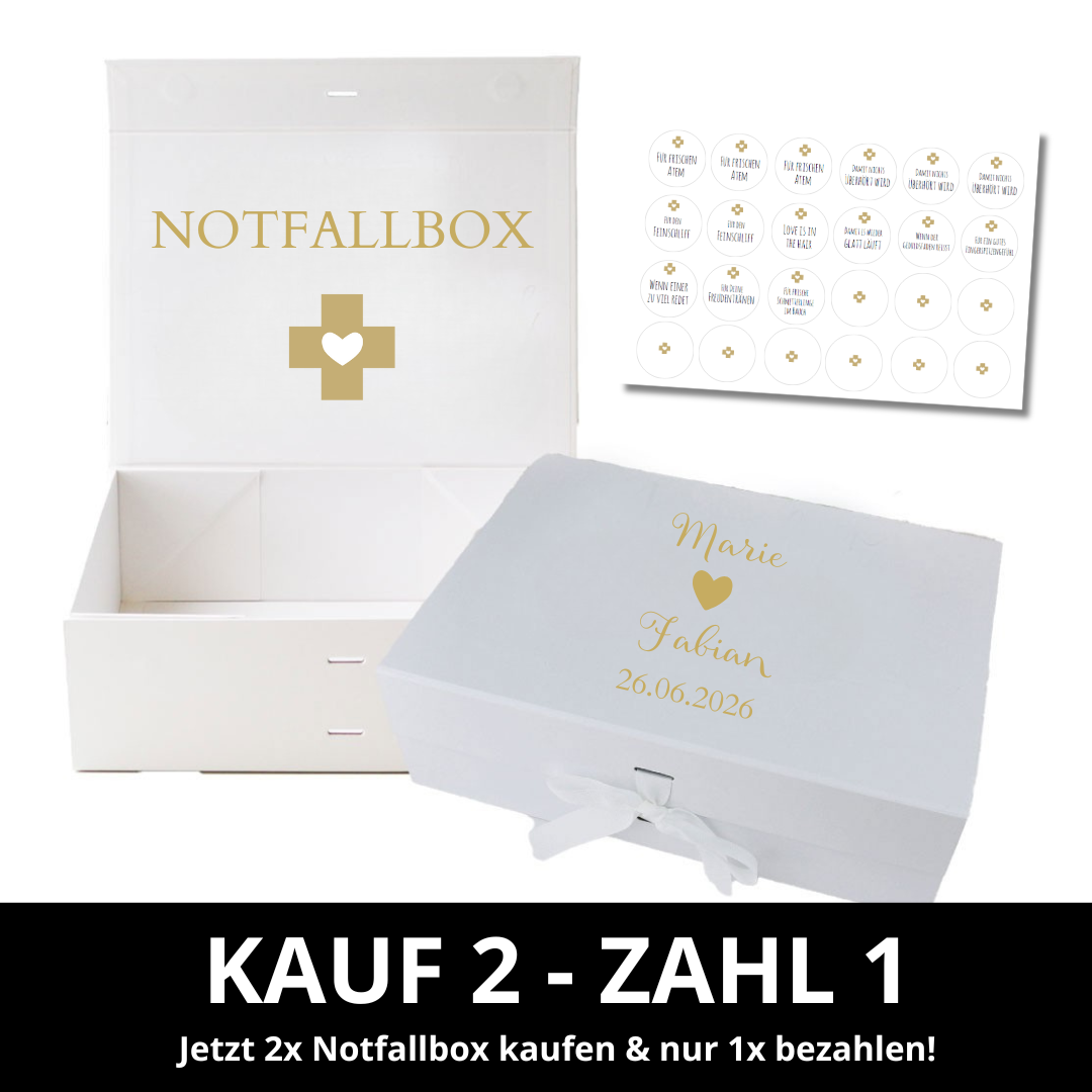 Personalisierte Box Notfallkörbchen zur Hochzeit