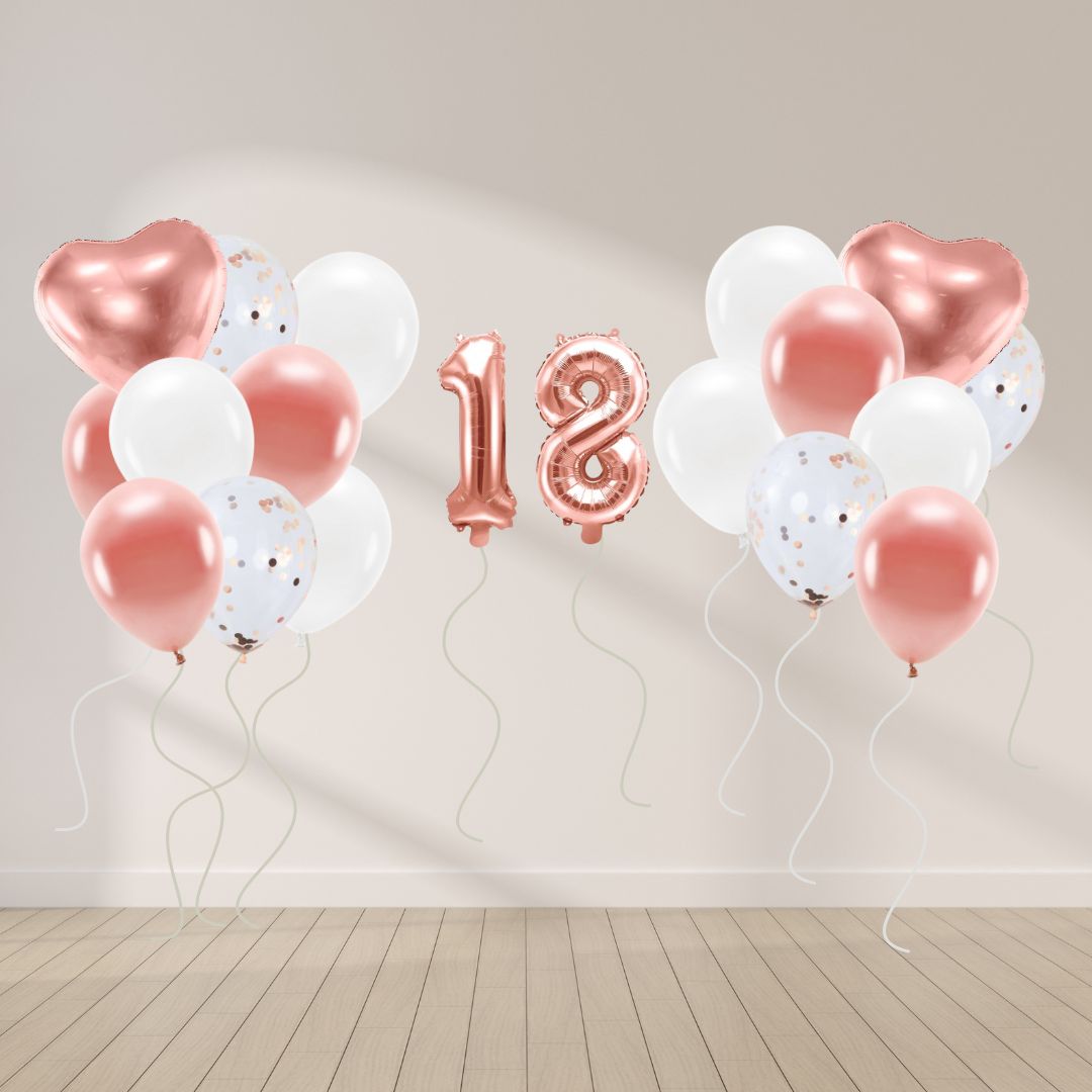 Ballon Deko Set 18. Geburtstag rosegold (14 Stück)