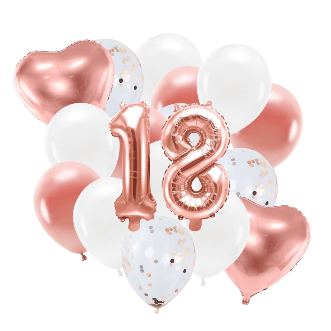 Ballon Deko Set 18. Geburtstag rosegold (14 Stück)
