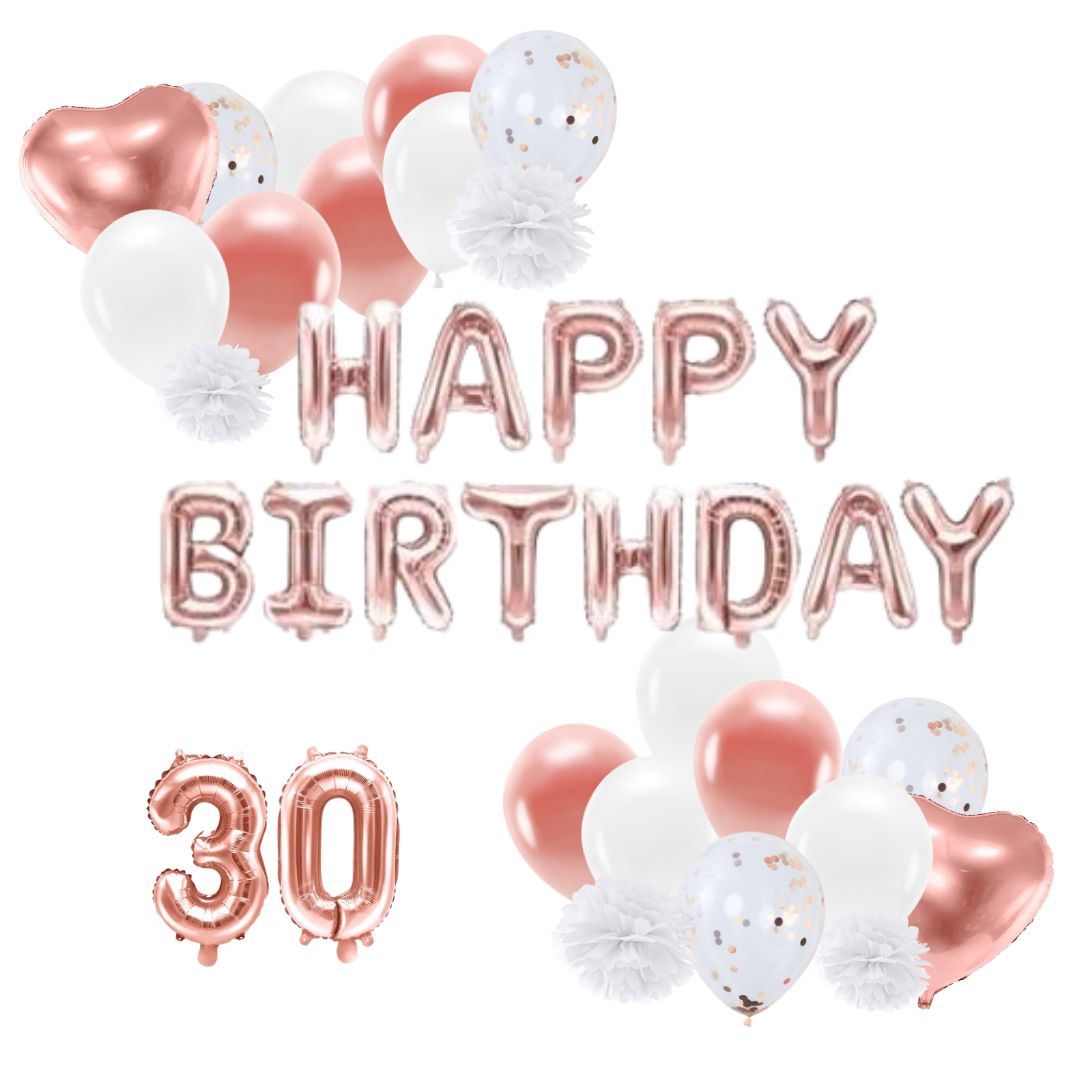 Deko Set 30. Geburtstag rosegold (46-teilig)