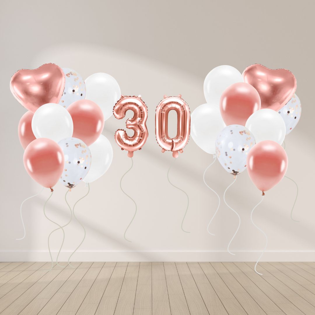 Ballon Deko Set 30. Geburtstag rosegold (14 Stück)