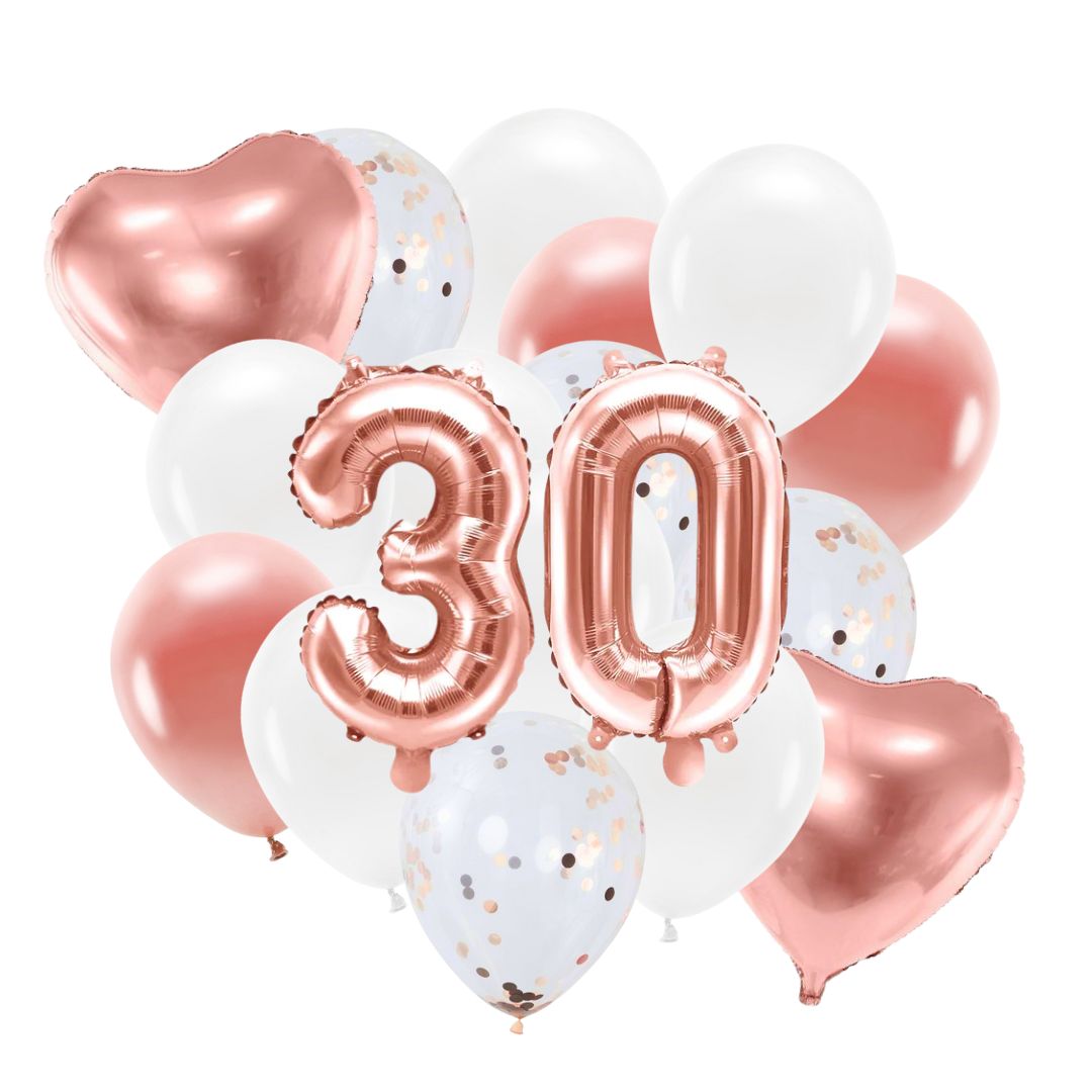 Ballon Deko Set 30. Geburtstag rosegold (14 Stück)