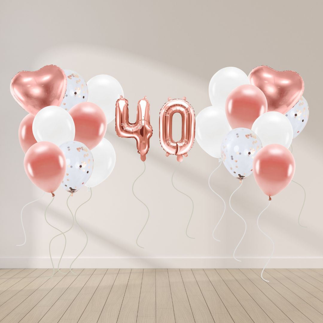 Ballon Deko Set 40. Geburtstag rosegold (14 Stück)