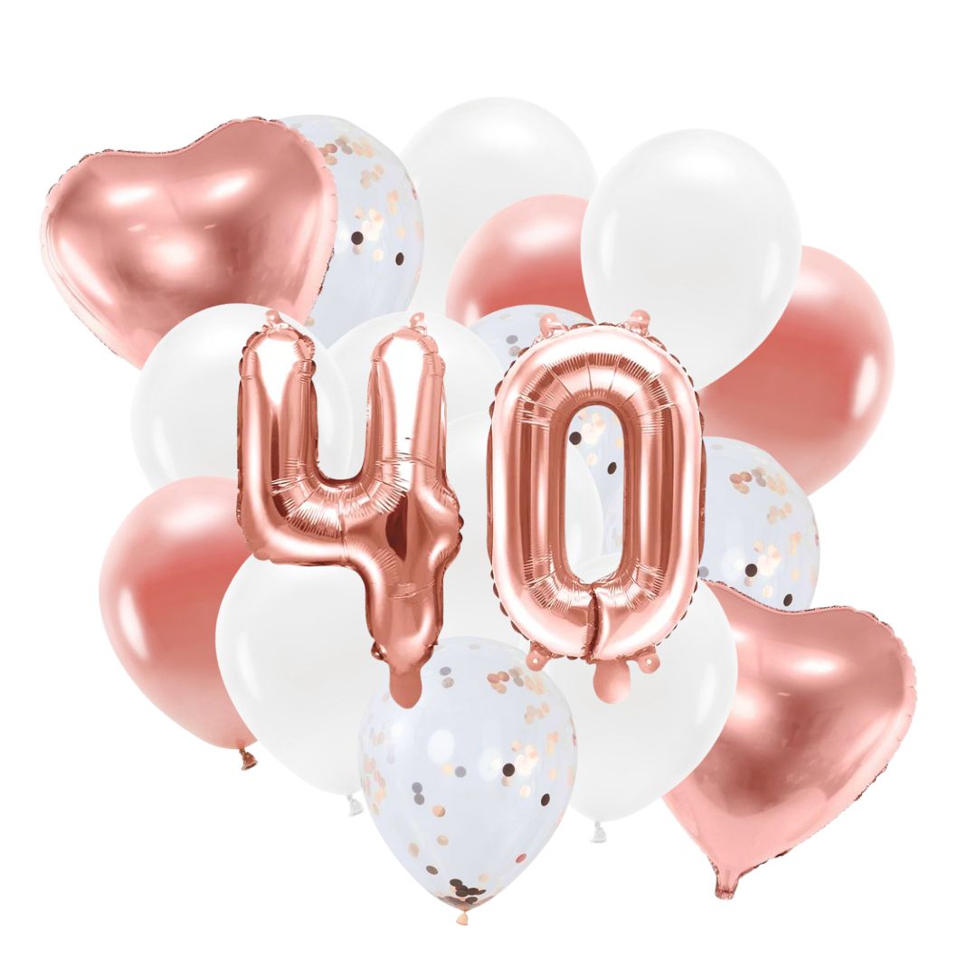 Ballon Deko Set 40. Geburtstag rosegold (14 Stück)