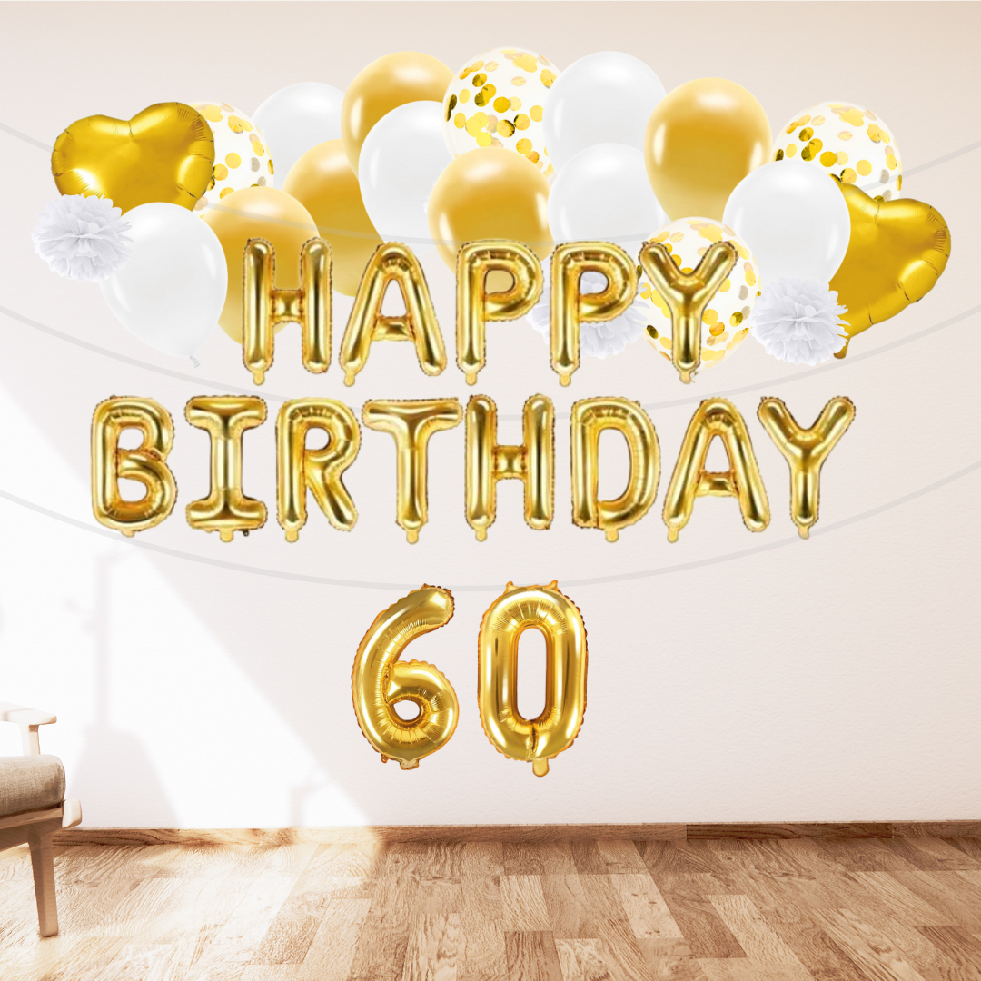Deko Set 60. Geburtstag gold (47-teilig)