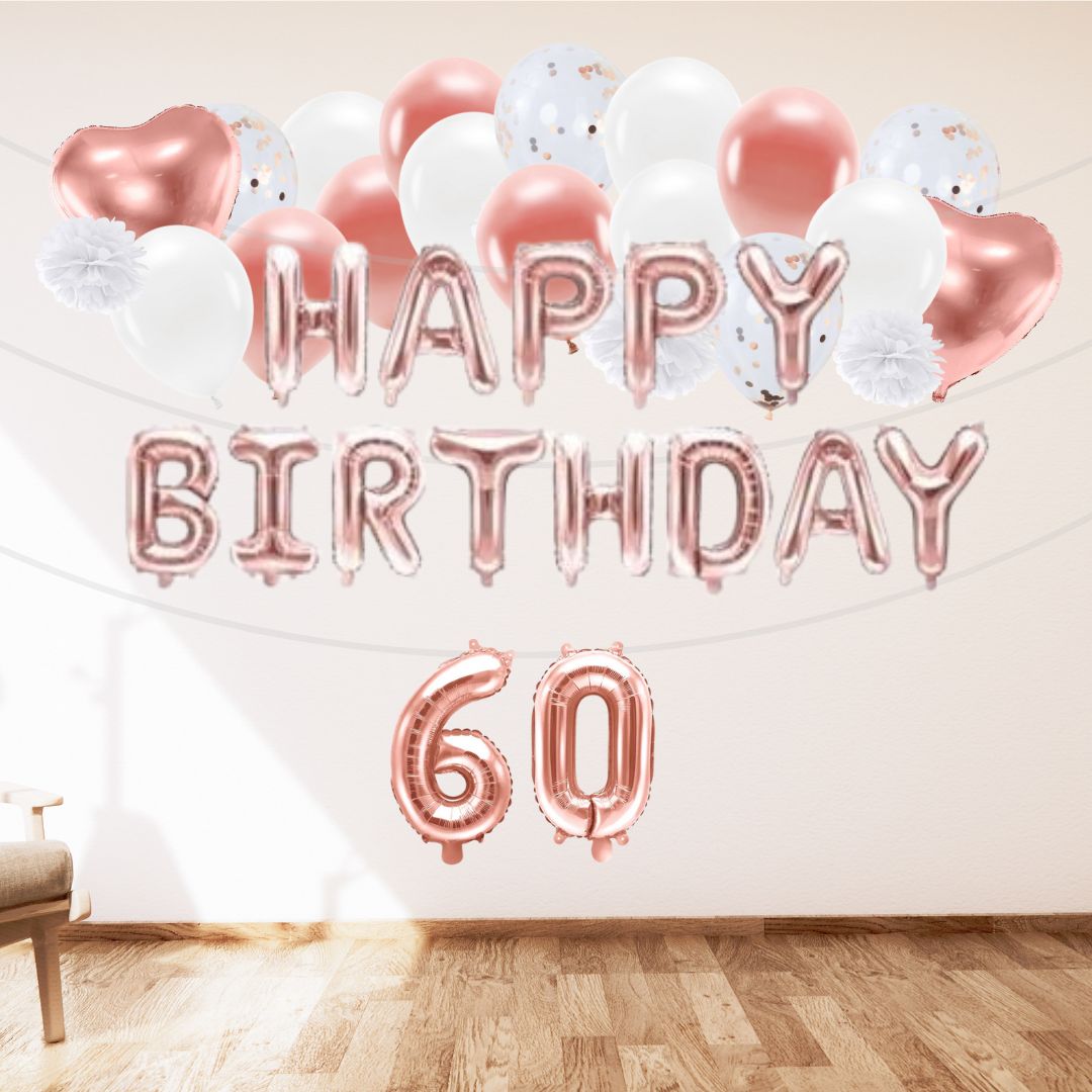 Deko Set 60. Geburtstag rosegold (46-teilig)