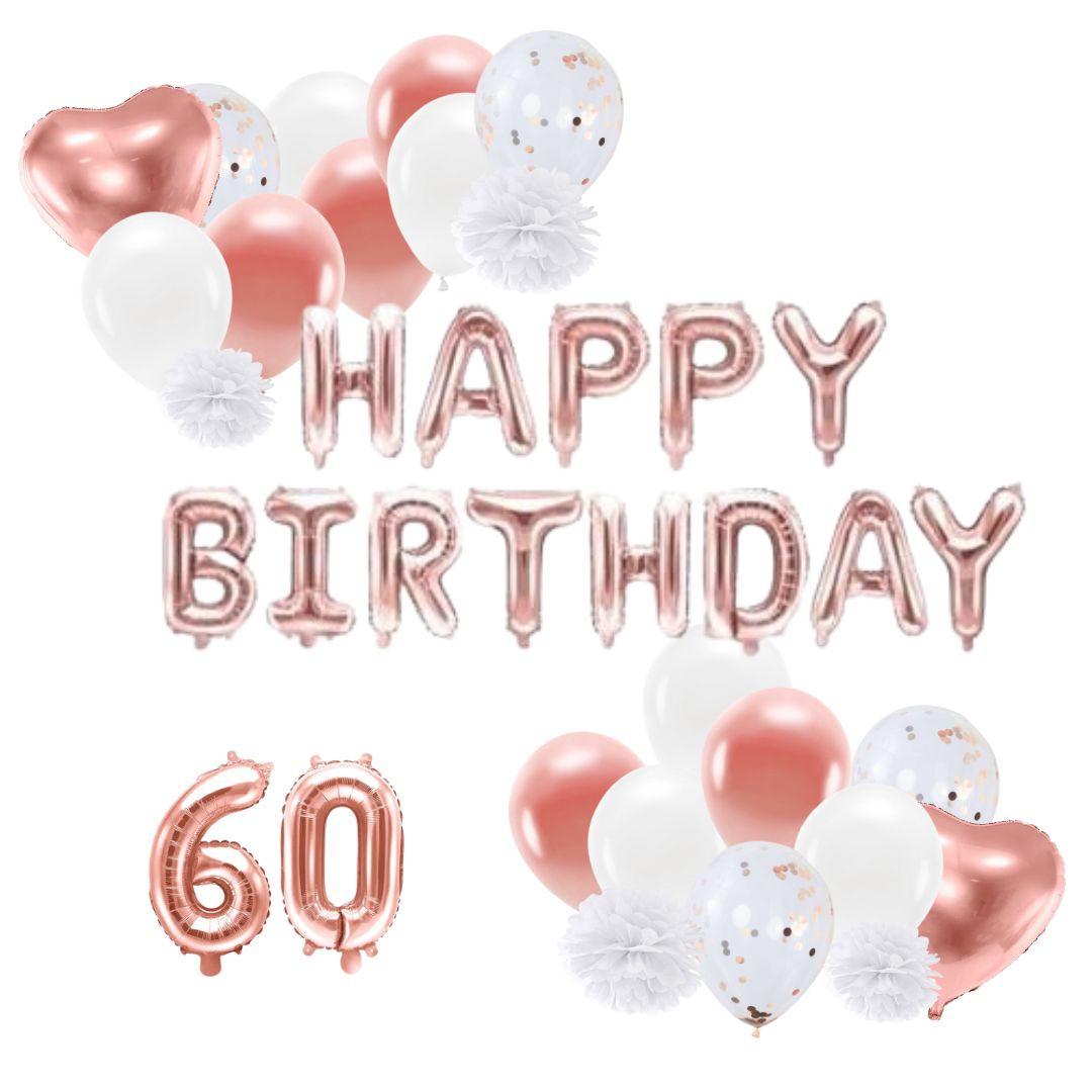 Deko Set 60. Geburtstag rosegold (46-teilig)