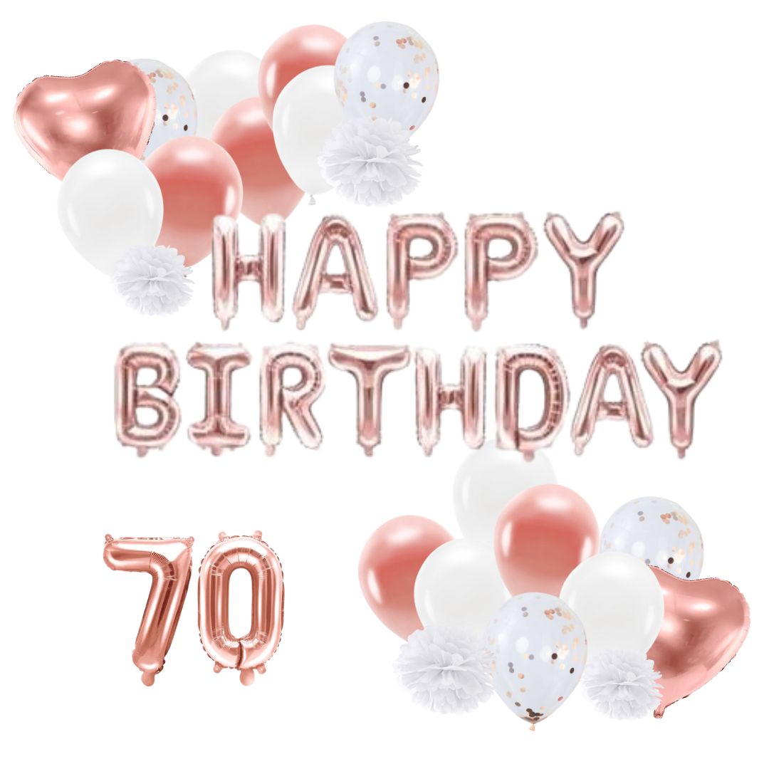 Deko Set 70. Geburtstag rosegold (46-teilig)