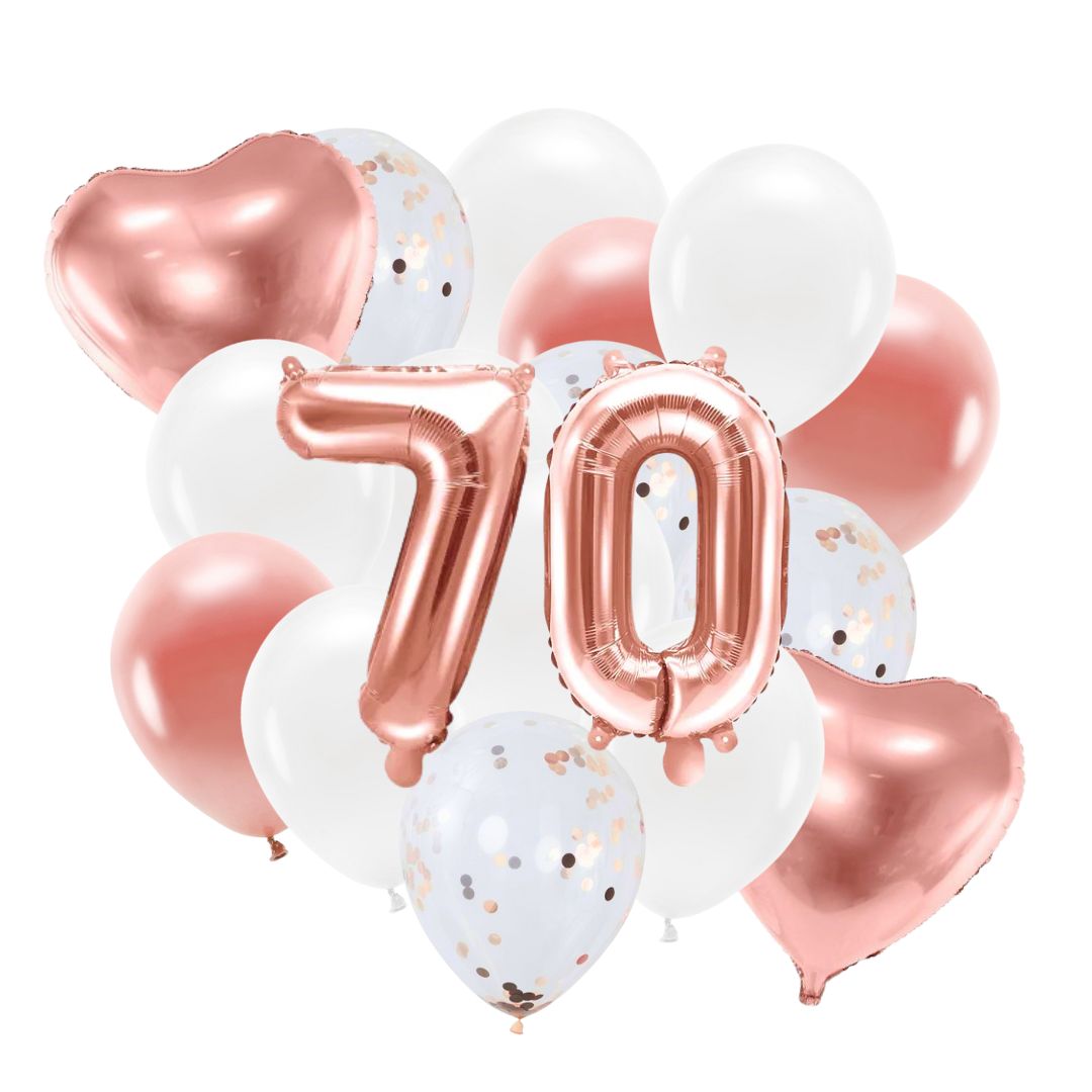 Ballon Deko Set 70. Geburtstag rosegold (14 Stück)