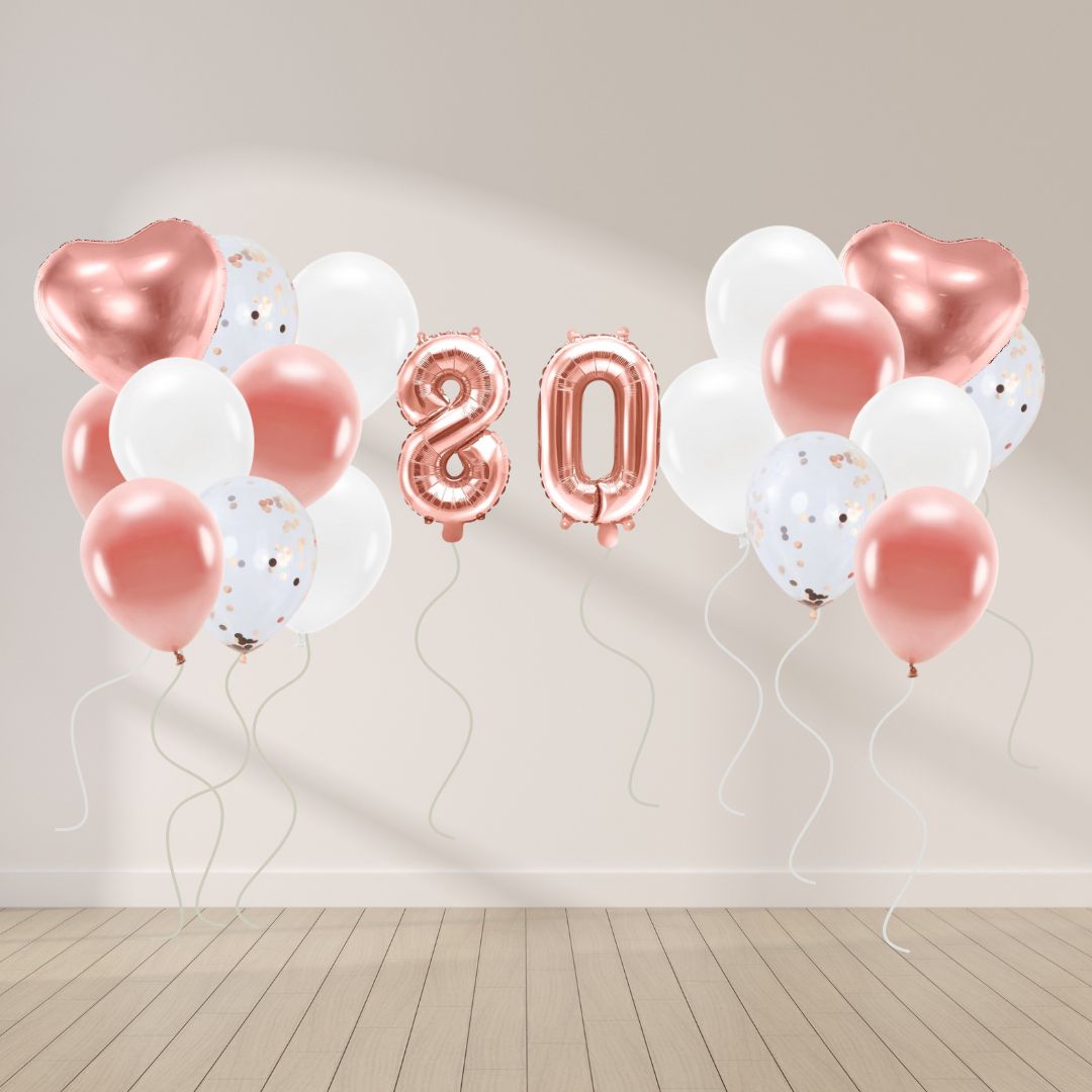 Ballon Deko Set 80. Geburtstag rosegold (14 Stück)
