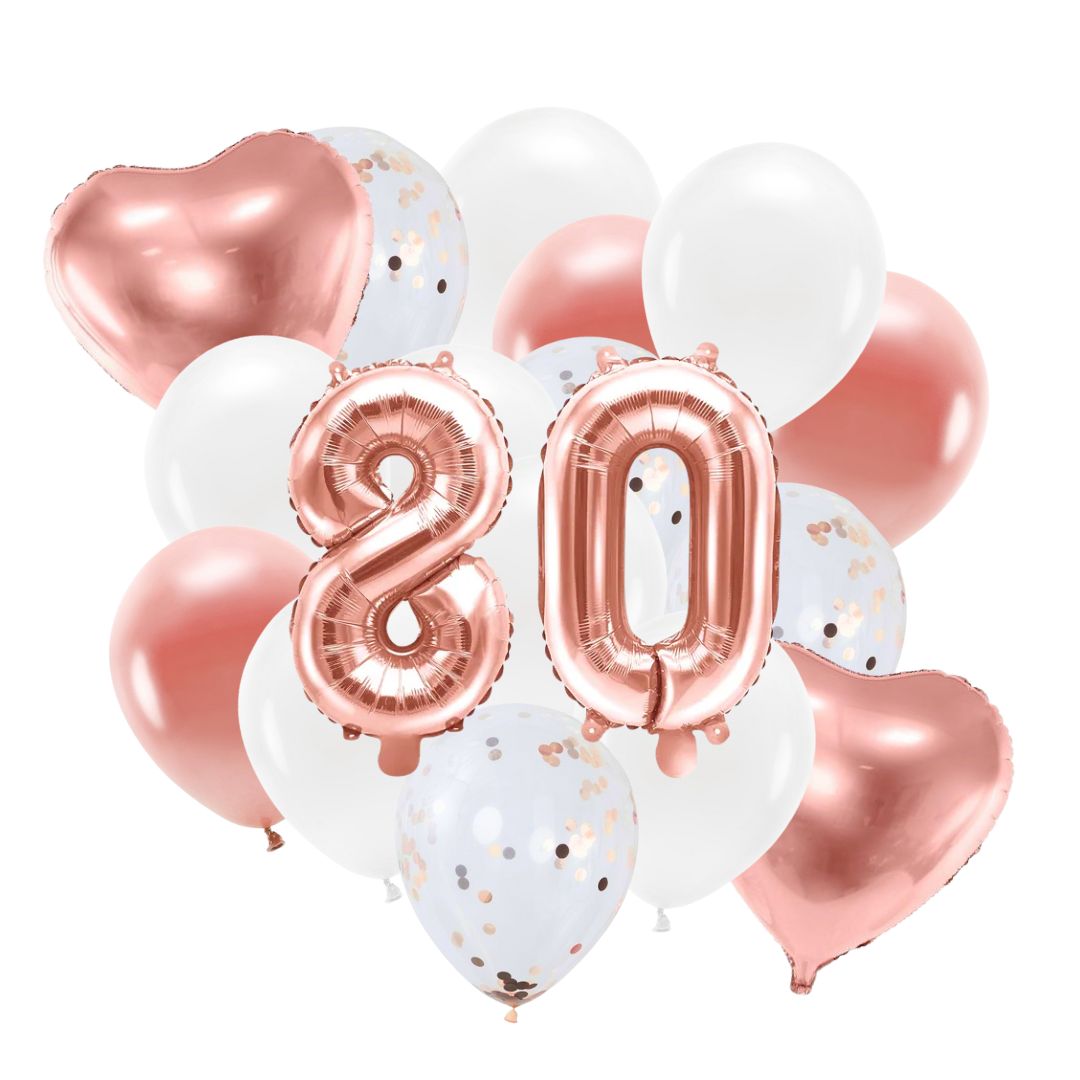 Ballon Deko Set 80. Geburtstag rosegold (14 Stück)