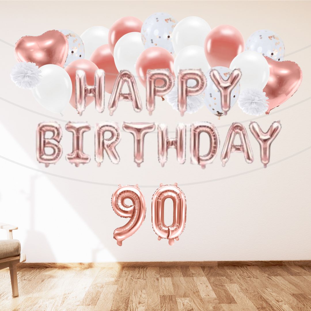 Deko Set 90. Geburtstag rosegold (46-teilig)