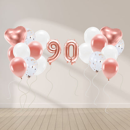 Ballon Deko Set 90. Geburtstag rosegold (14 Stück)