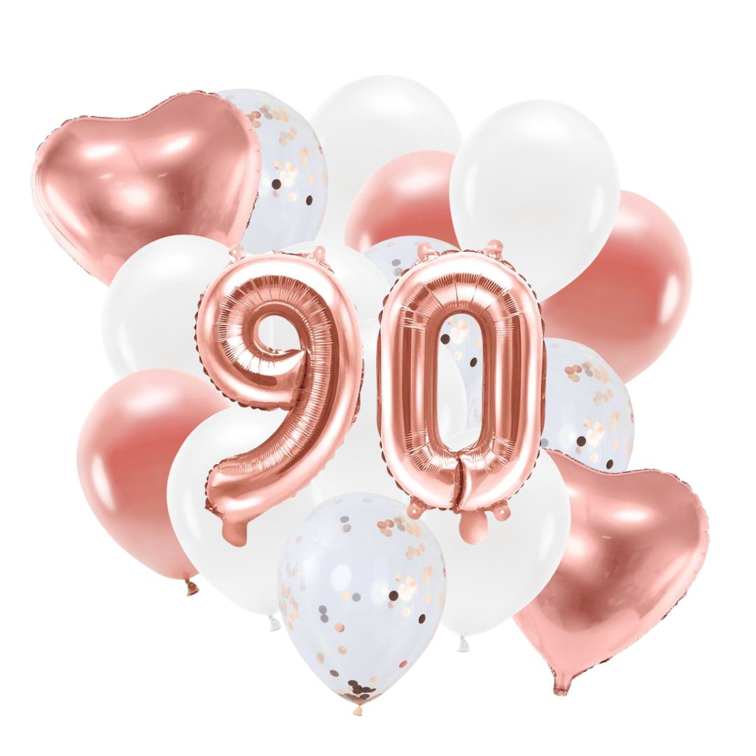 Ballon Deko Set 90. Geburtstag rosegold (14 Stück)