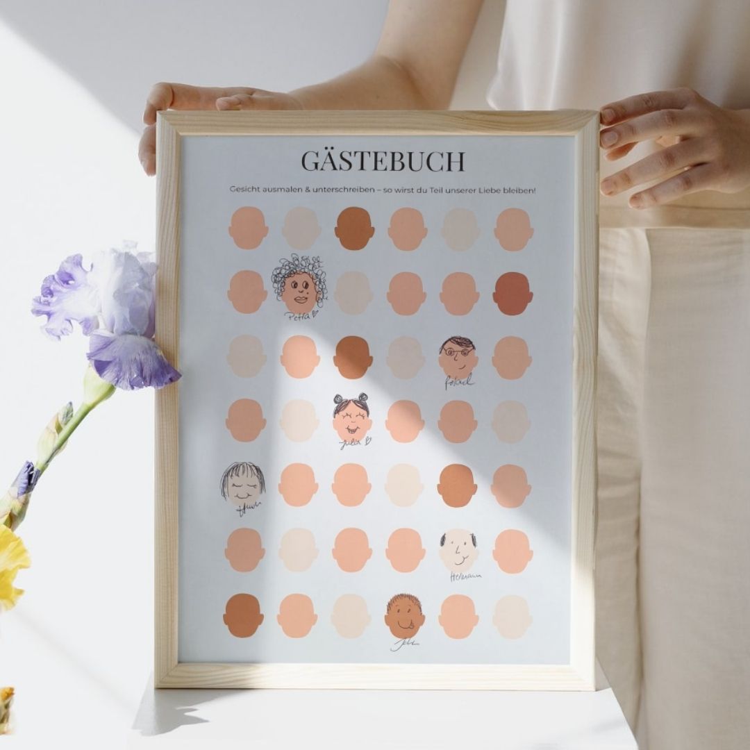 Gästebuch Poster Gesichter zeichnen (Sofort-Download)