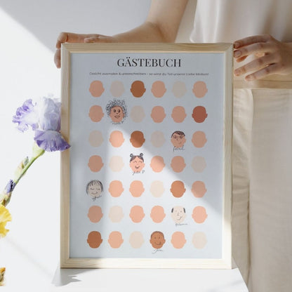 Gästebuch Poster Gesichter zeichnen (Sofort-Download)