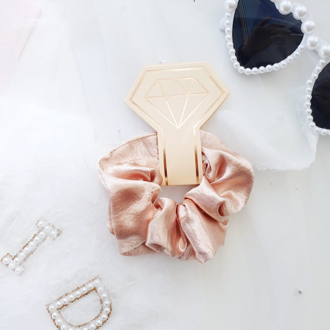 Scrunchie (100 % Maulbeerseide) - Large - Apricot , 22 Momme