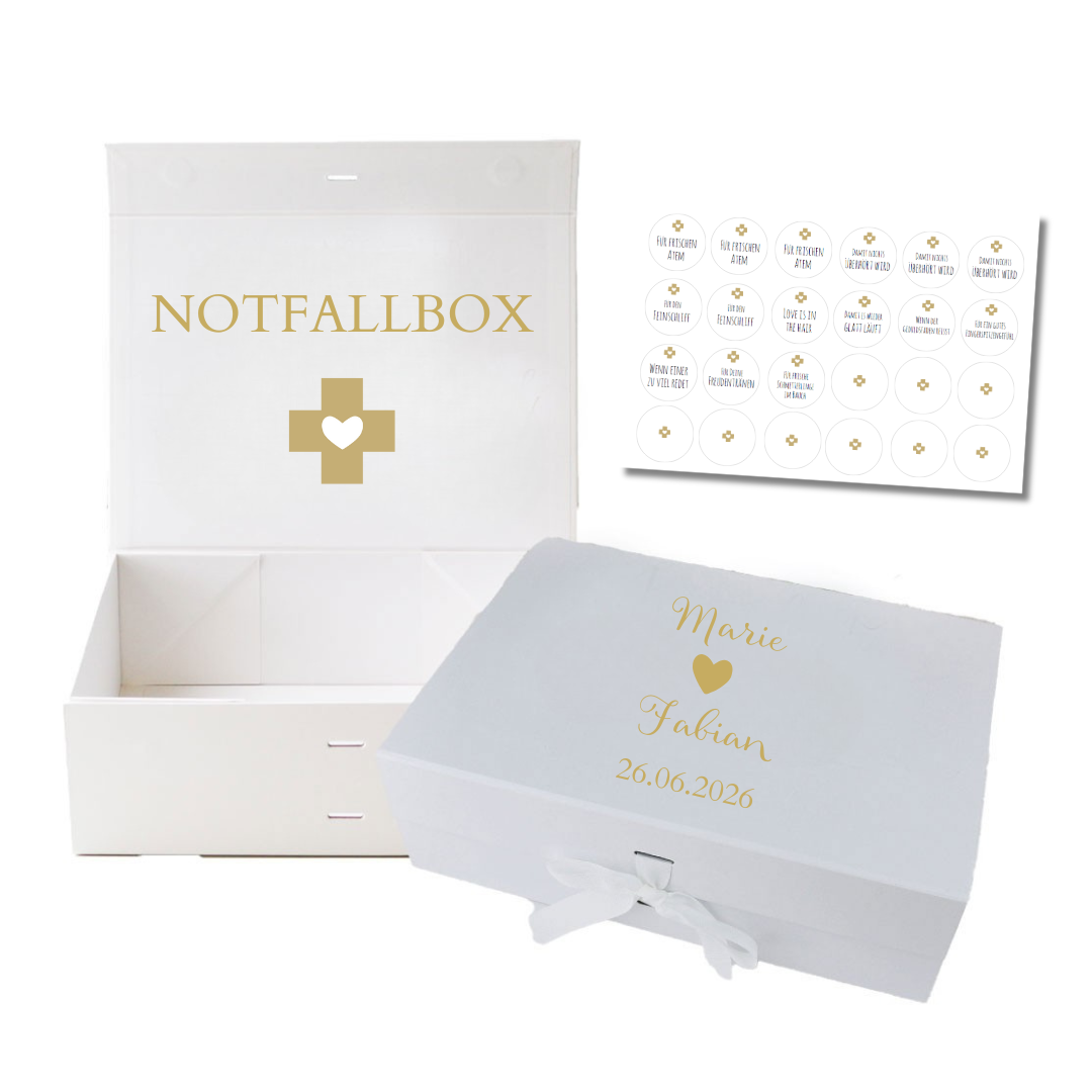 Personalisierte Box Notfallkörbchen zur Hochzeit