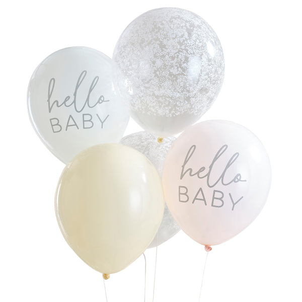Ballon Set Hello Baby pastel (5 Stück)