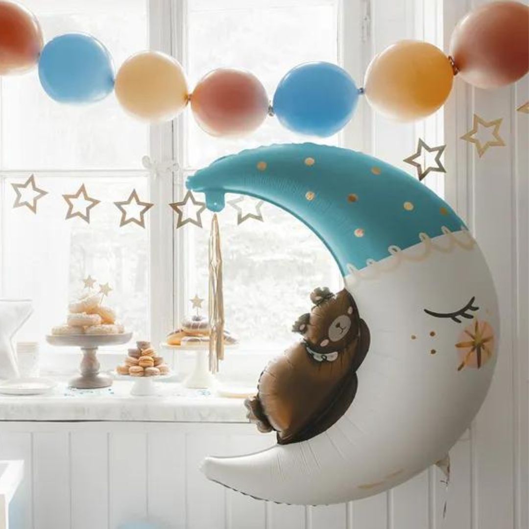 Folienballon Halbmond mit Teddy