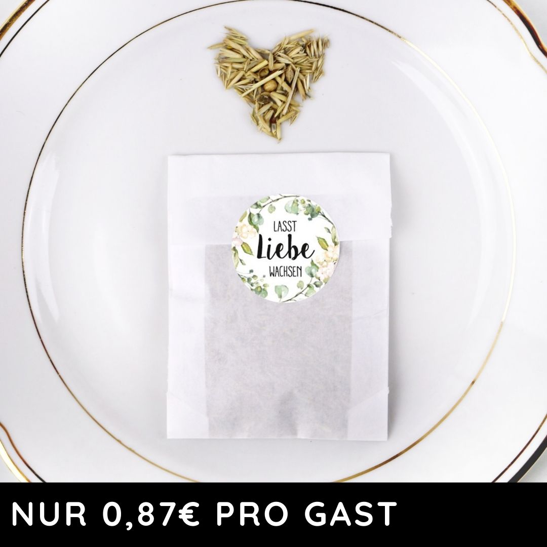 gastgeschenk zur hochzeit blumensamen weiss