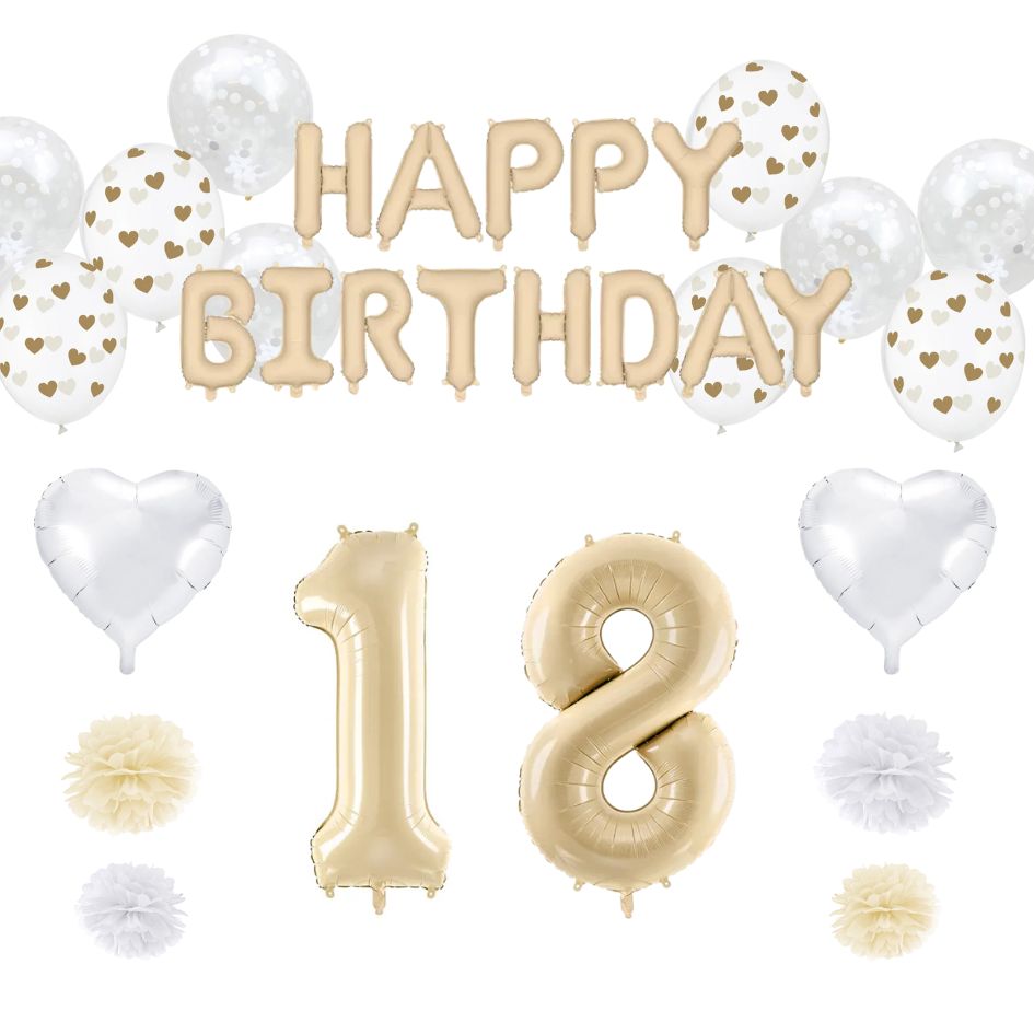 18. Geburtstag Deko beige (32-teilig)