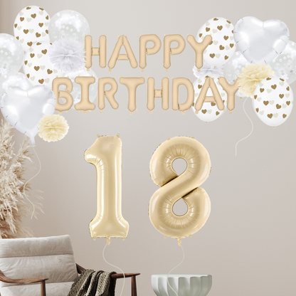 18. Geburtstag Deko beige (32-teilig)