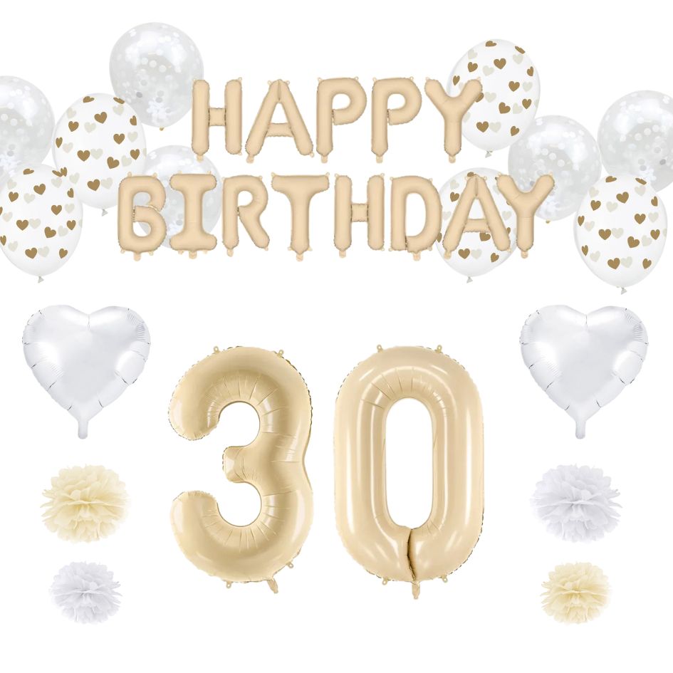 30. Geburtstag Deko beige (32-teilig)