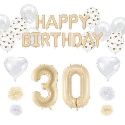30. Geburtstag Deko beige (32-teilig)