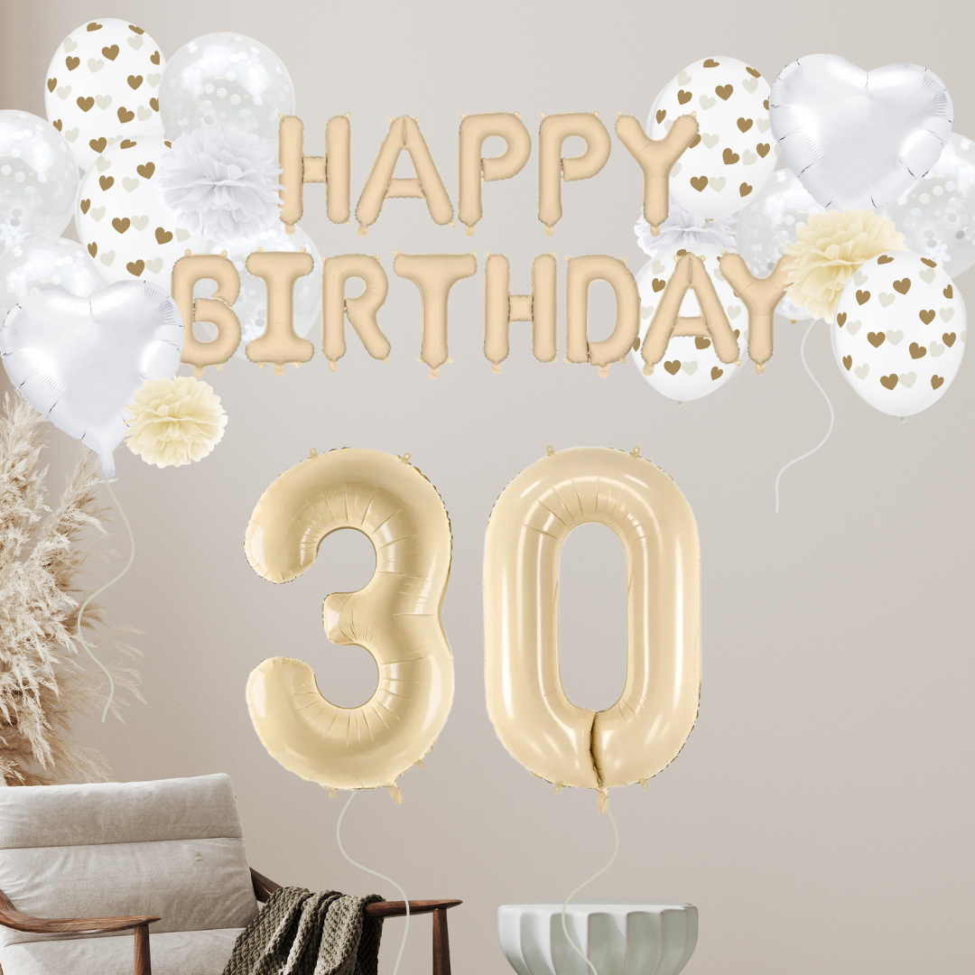 30. Geburtstag Deko beige (32-teilig)
