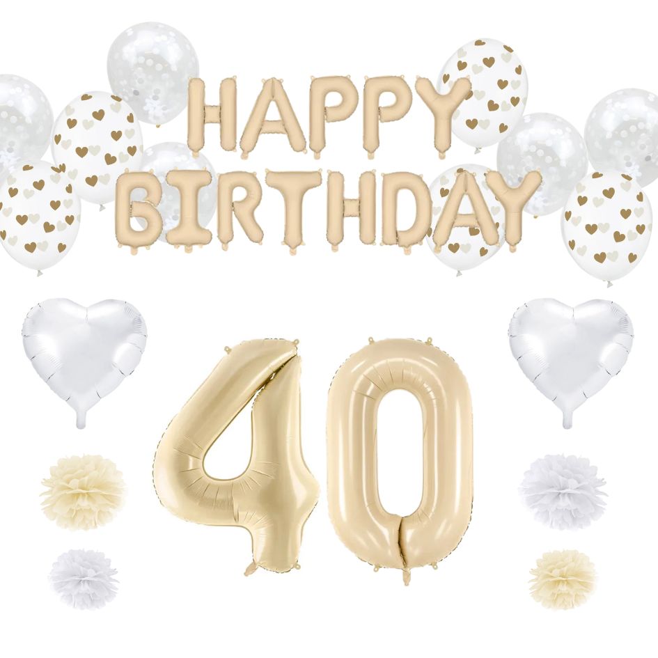40. Geburtstag Deko beige (32-teilig)