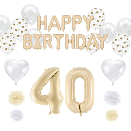 40. Geburtstag Deko beige (32-teilig)