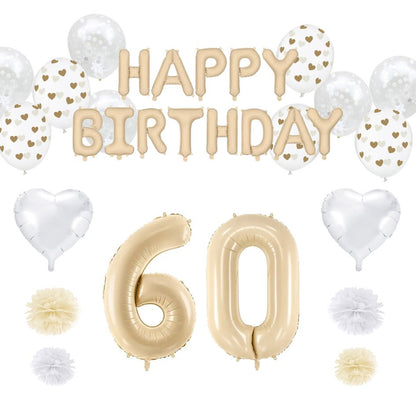 60. Geburtstag Deko beige (32-teilig)