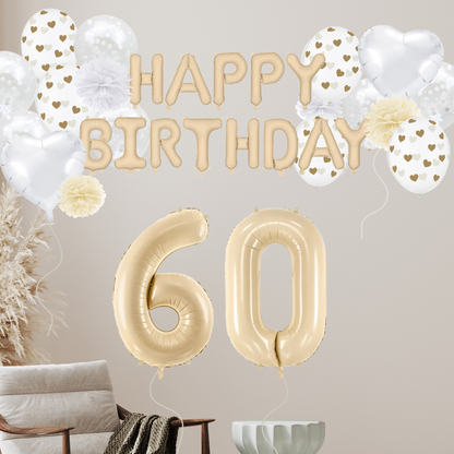 60. Geburtstag Deko beige (32-teilig)