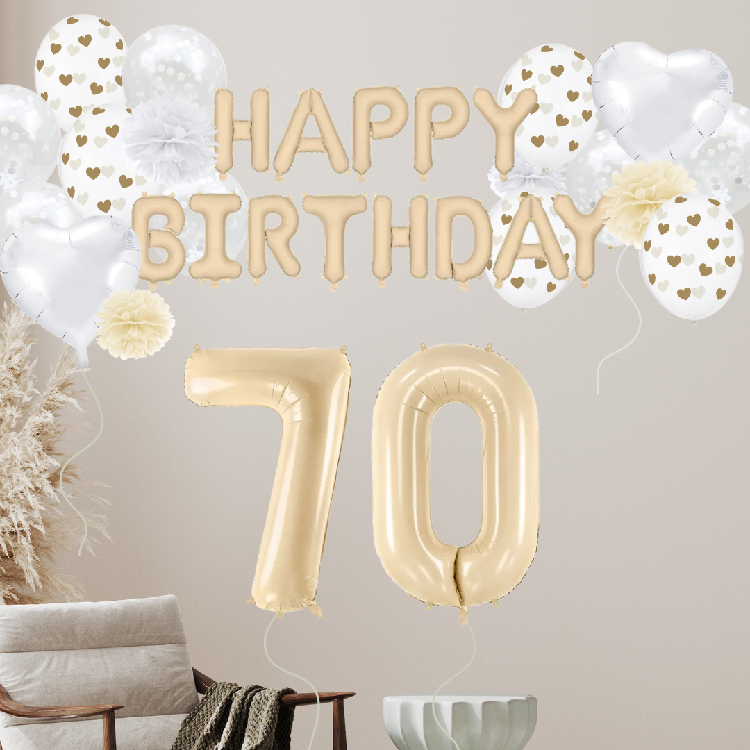 70. Geburtstag Deko beige (32-teilig)