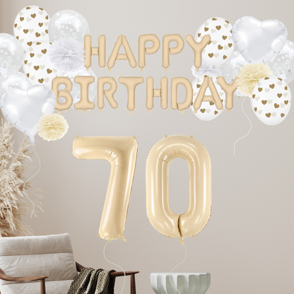 70. Geburtstag Deko beige (32-teilig)