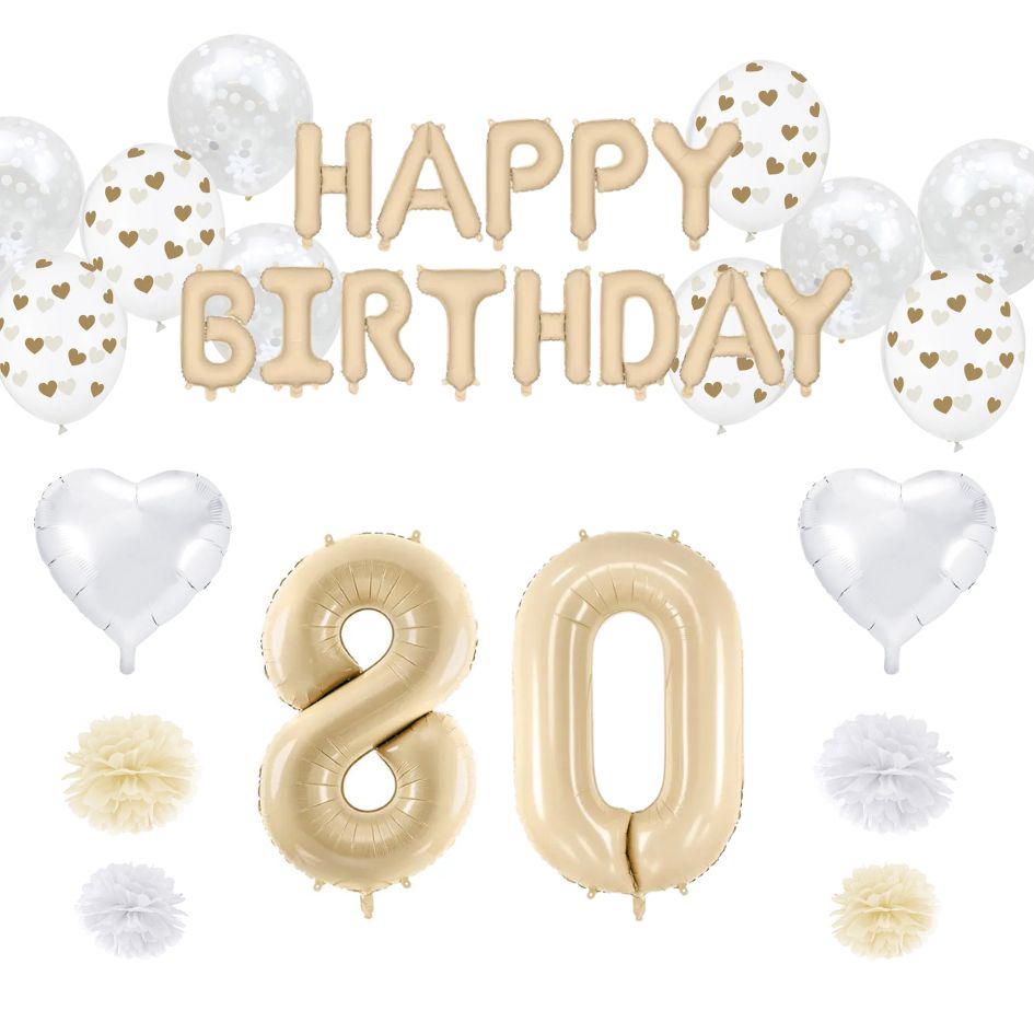 80. Geburtstag Deko beige (32-teilig)