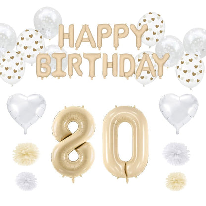 80. Geburtstag Deko beige (32-teilig)