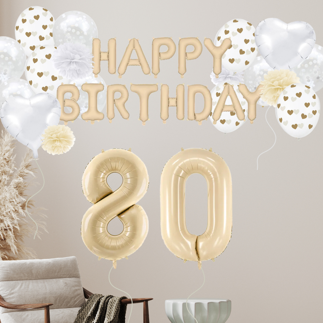 80. Geburtstag Deko beige (32-teilig)