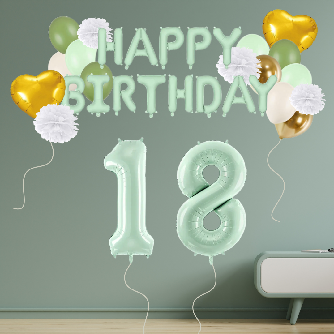 18. Geburtstag Deko grün/gold (31-teilig)