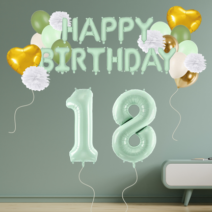 18. Geburtstag Deko grün/gold (31-teilig)